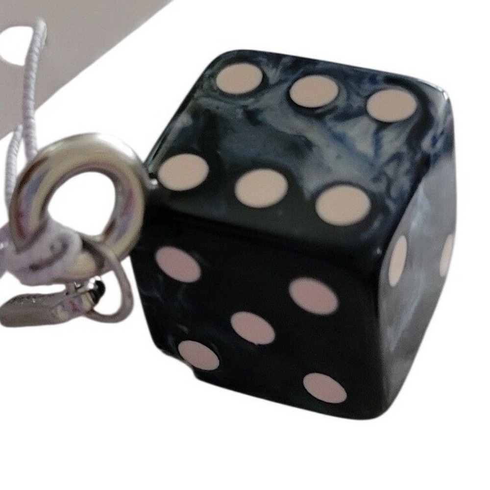 Coach DIY Dice Bag Charm Women OS Black New Marbled Resin Keychain CEG82